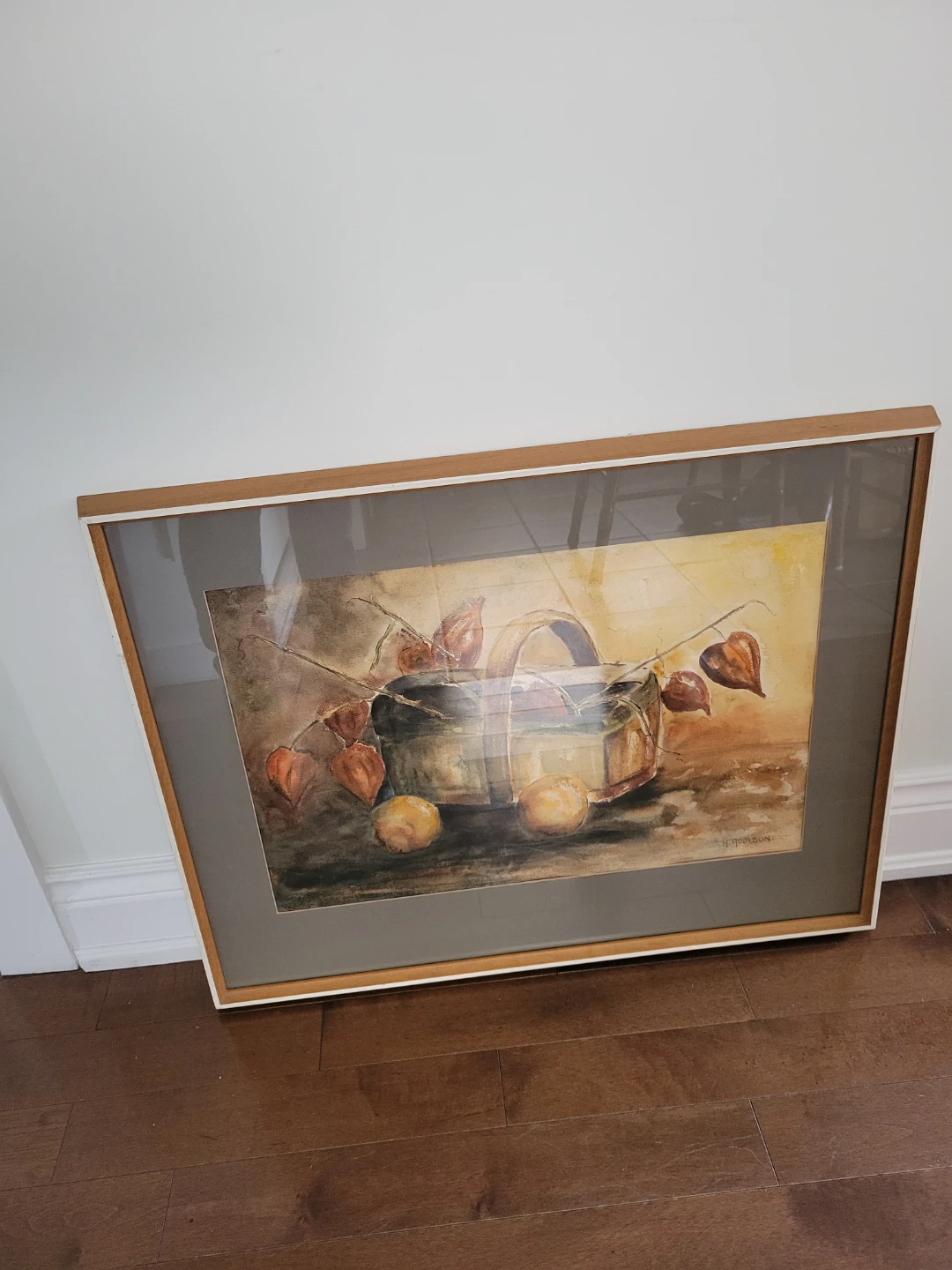 Original Still Life Watercolour Chinese Lantern Plant Painting.