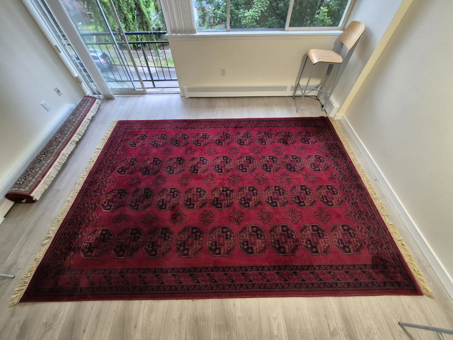 Bokhara Style Persian Rug Deep Crimson Red - photo 2