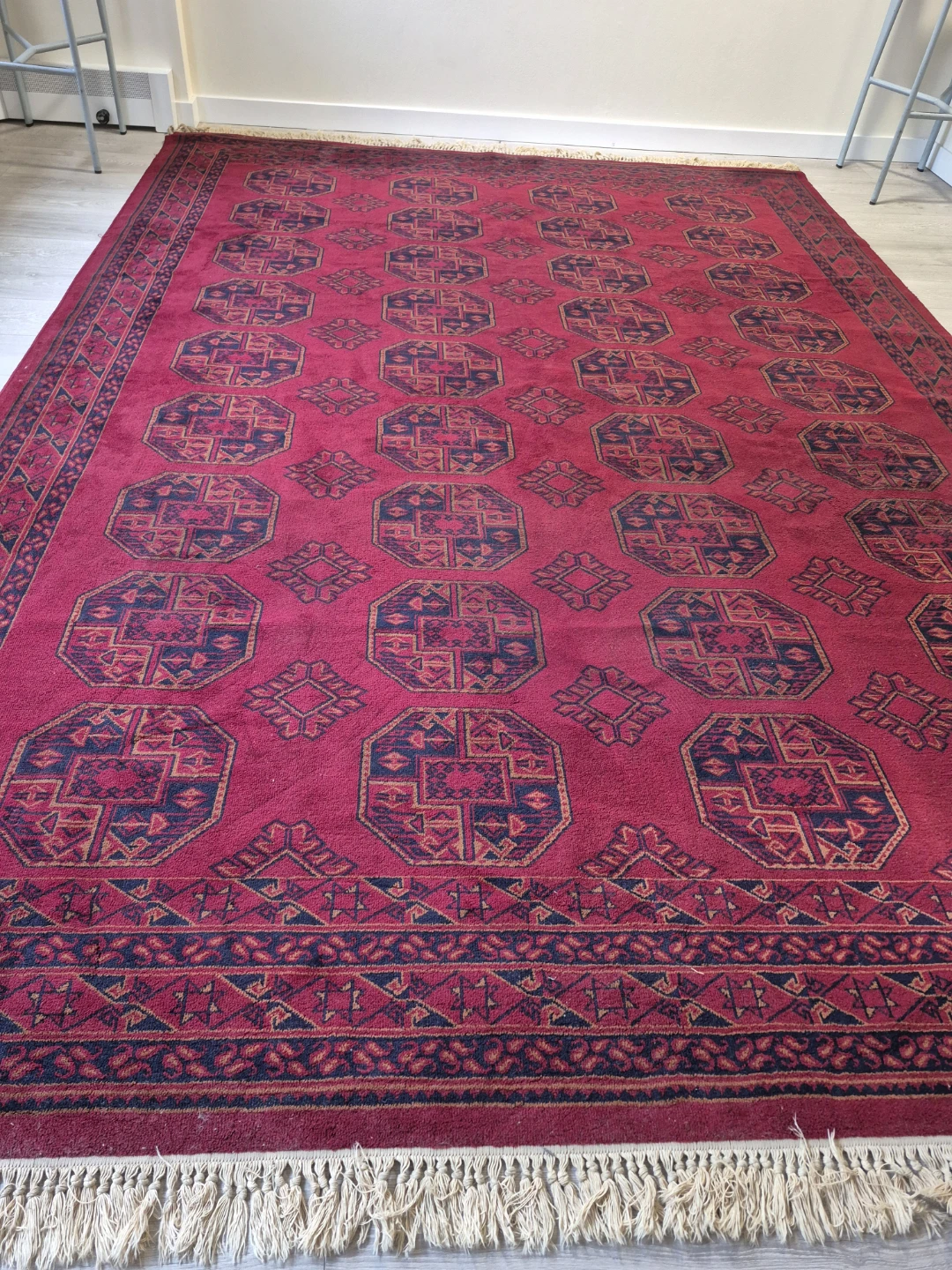 Bokhara Style Persian Rug Deep Crimson Red - photo 4