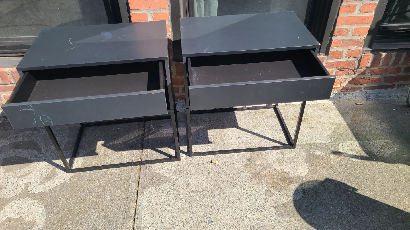 Set of 2 Black Nightstands with Drawer and Shelf - photo 3