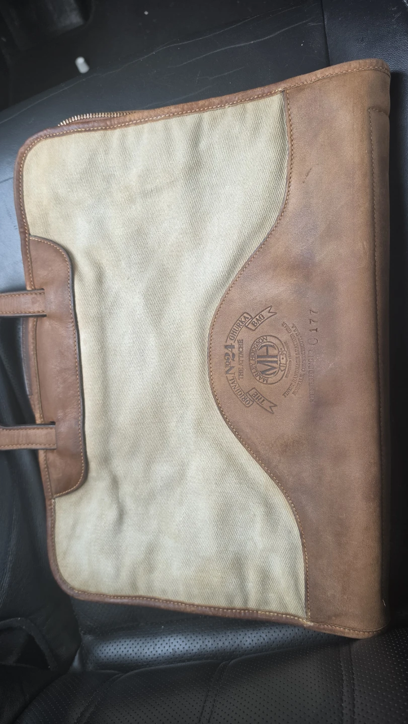 original Ghurka  "The Attache" Leather & Canvas Briefcase