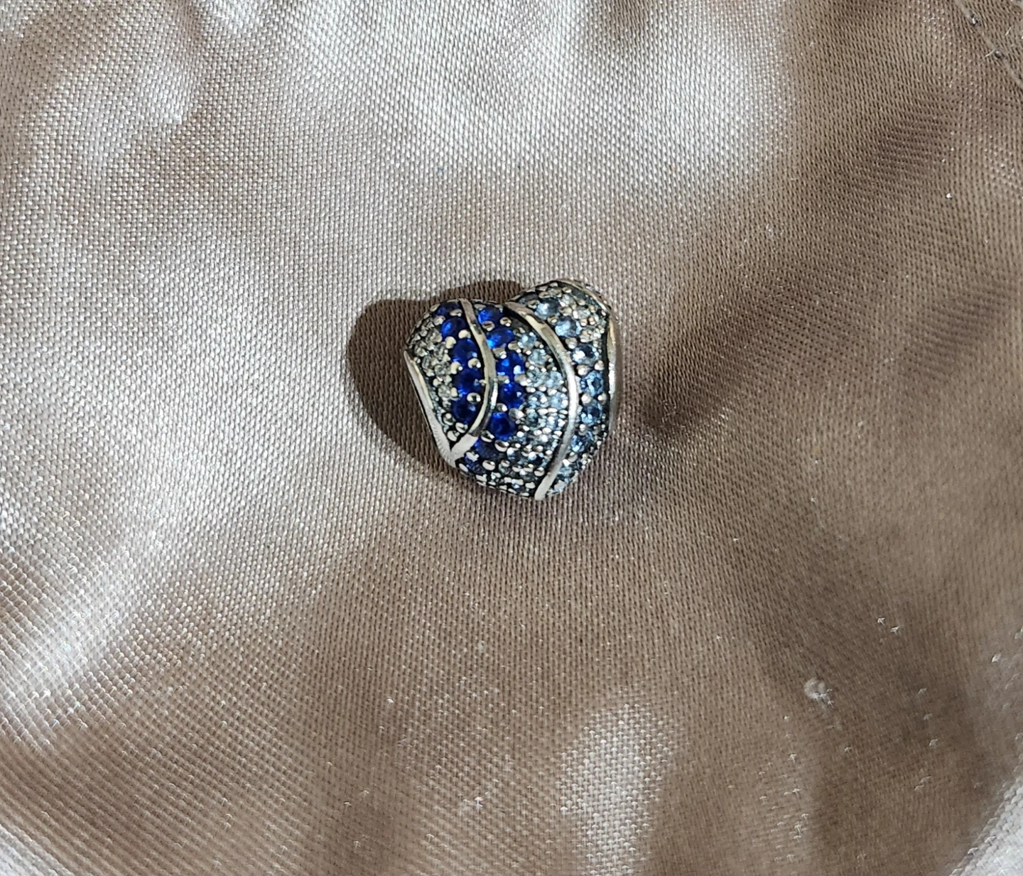 Heart-shaped Charm with Blue and Clear Stones - photo 2