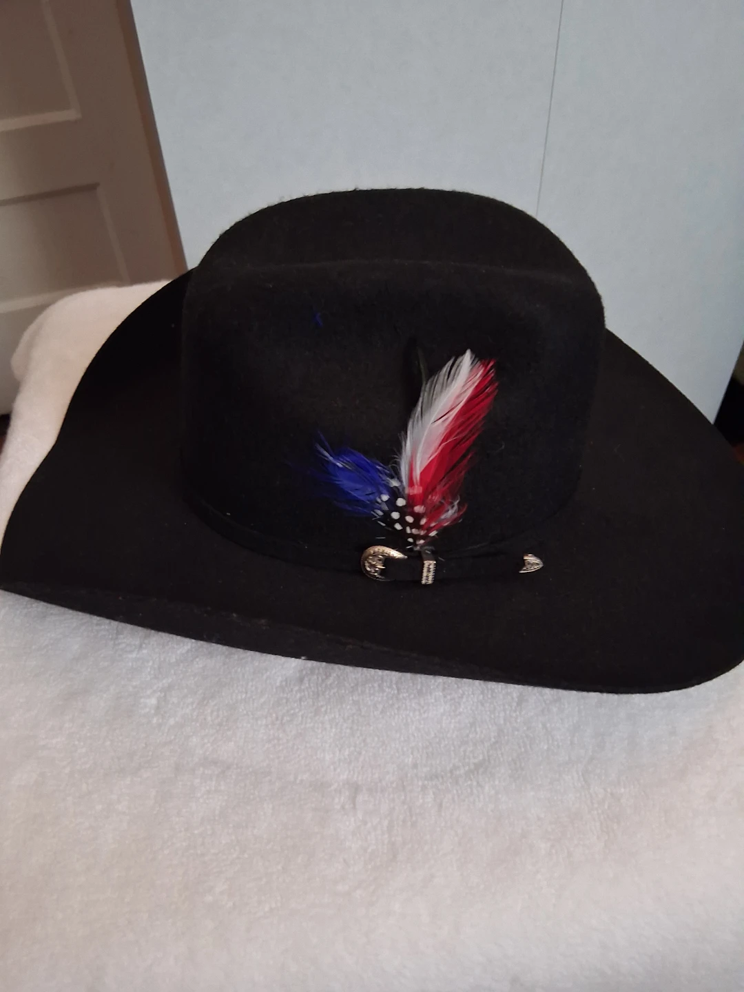 Black Cowboy Hat with Feather Accent - photo 2