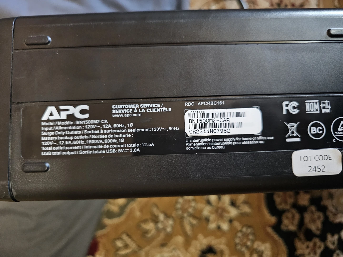 APC UPS Battery Backup & Surge Protector, 1500VA BN1500M2-CAR - photo 3