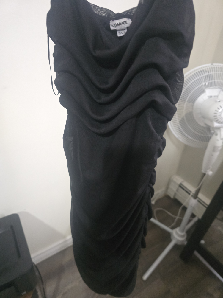 Black Ruched Sheer Mini Dress
