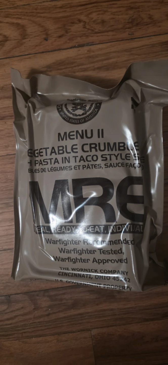 MRE Meal Kit II Vegetable Crumble with Pasta in Taco Style Sauce