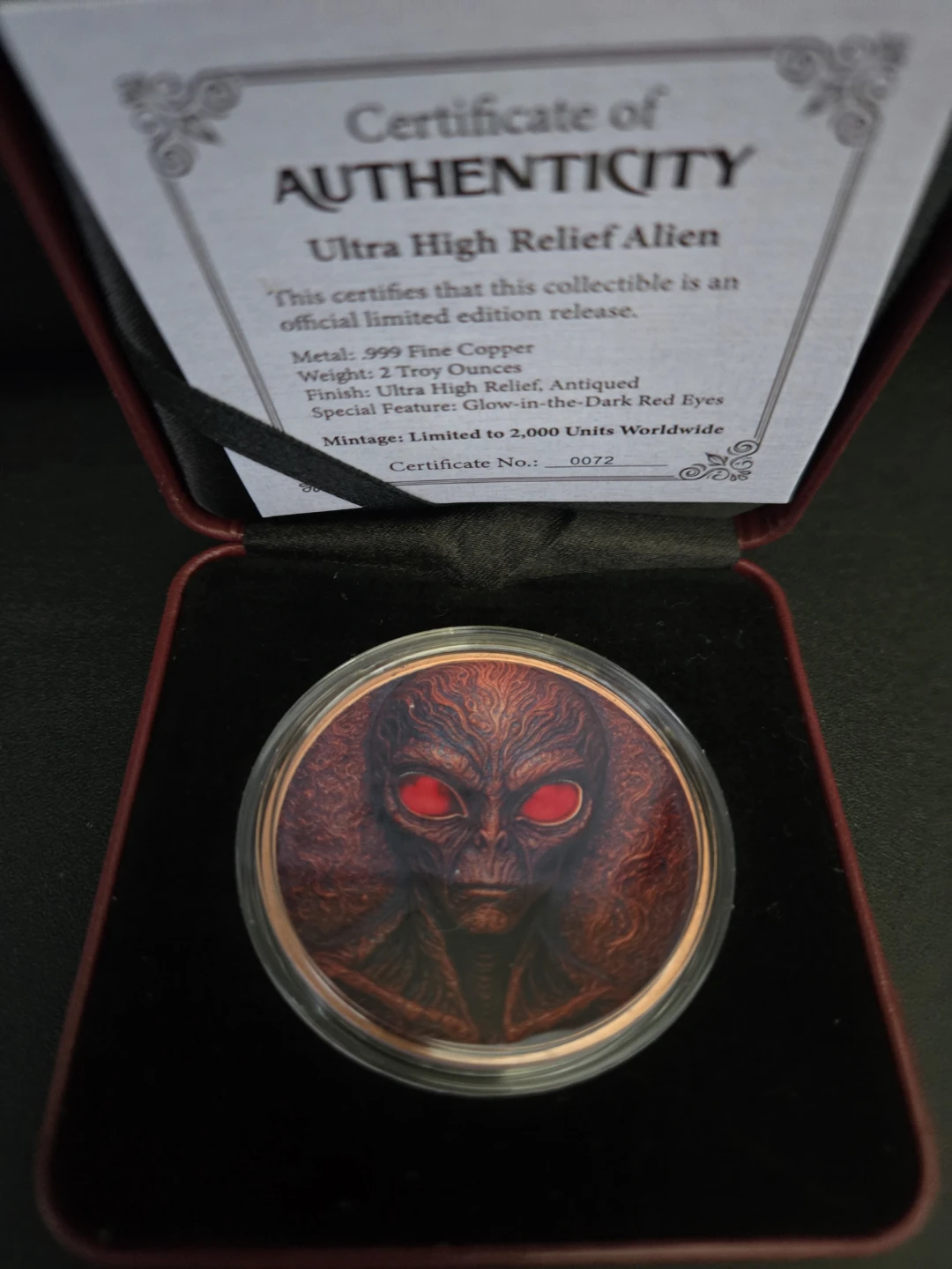 Ultra High Relief Alien Collectible - .999 Fine Copper