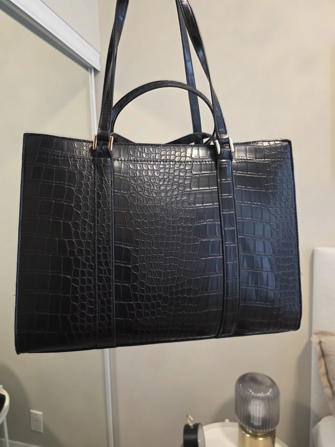 ALDO Black Croc-Embossed Tote Bag - photo 3