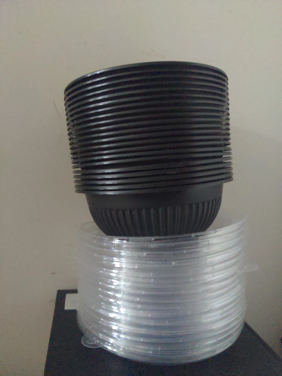 Black and Clear Plastic Food Containers with Lids