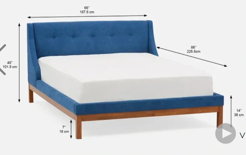 Queen Size Blue Upholstered Bed Frame - Moving out sale