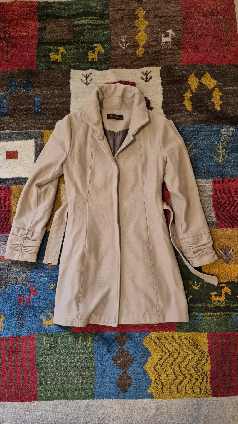 Top Mod Beige Wool Blend Coat - Size 38 - photo 2