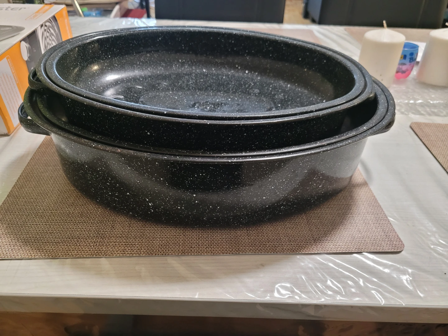 Roasting Pan Set Black Speckled