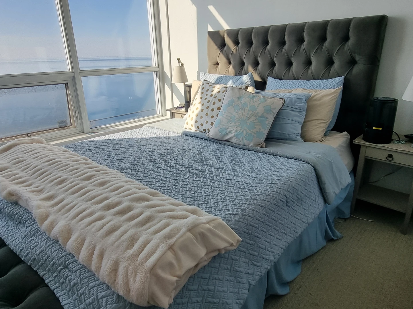 Tufted Upholstered Bed Frame and Bench Set - *free delivery*