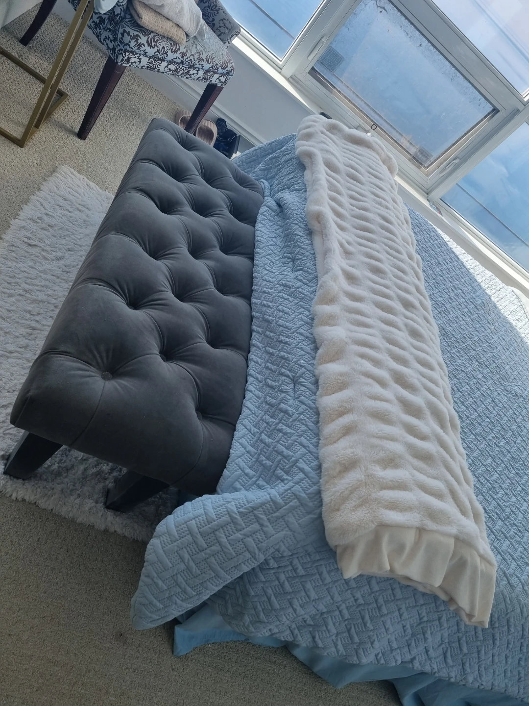 Tufted Upholstered Bed Frame and Bench Set - *free delivery* - photo 3
