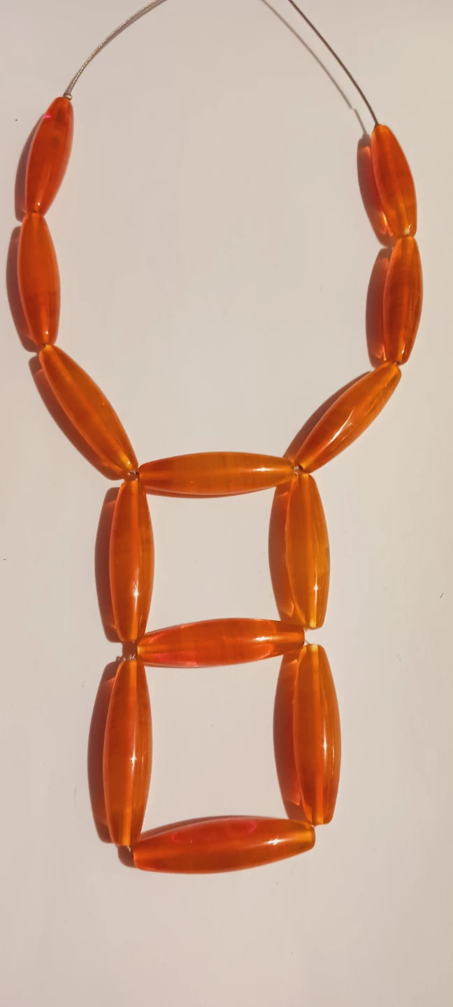 Artistic Geometric Unique Orange Beadrled Necklace - photo 2