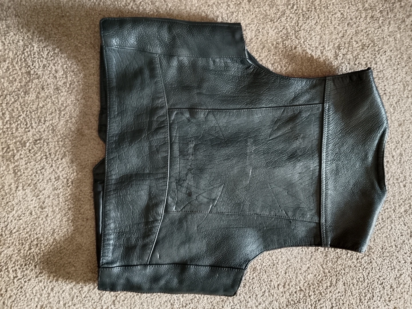 Black Leather Motorcycle Vest with Patches - photo 2