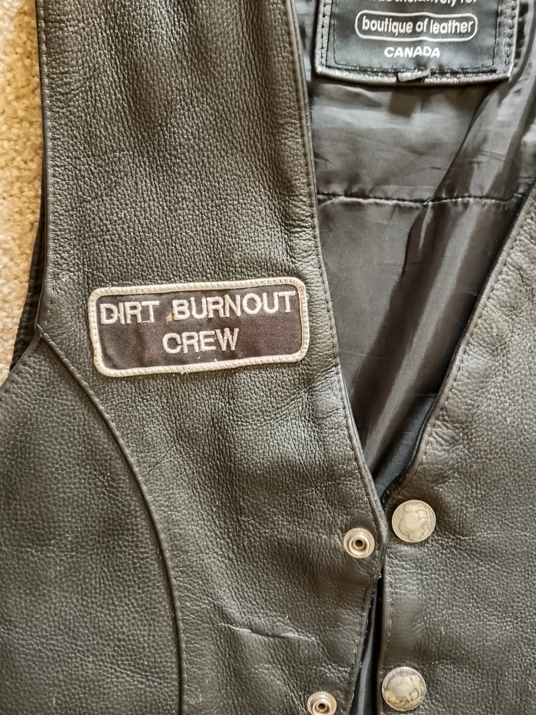 Black Leather Motorcycle Vest with Patches - photo 3