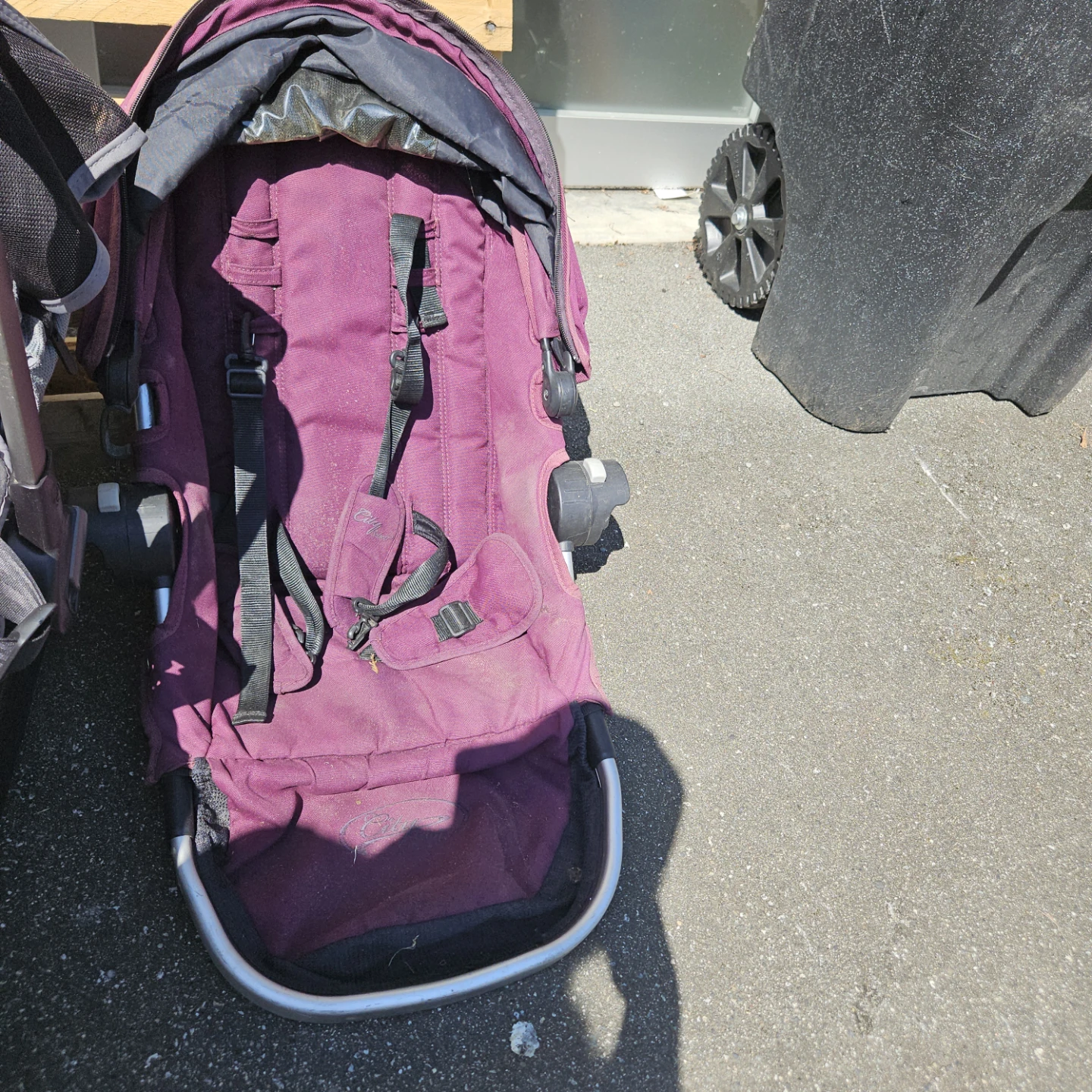 Grey and Purple Stroller Seat with Infant Car Seat Base - photo 2
