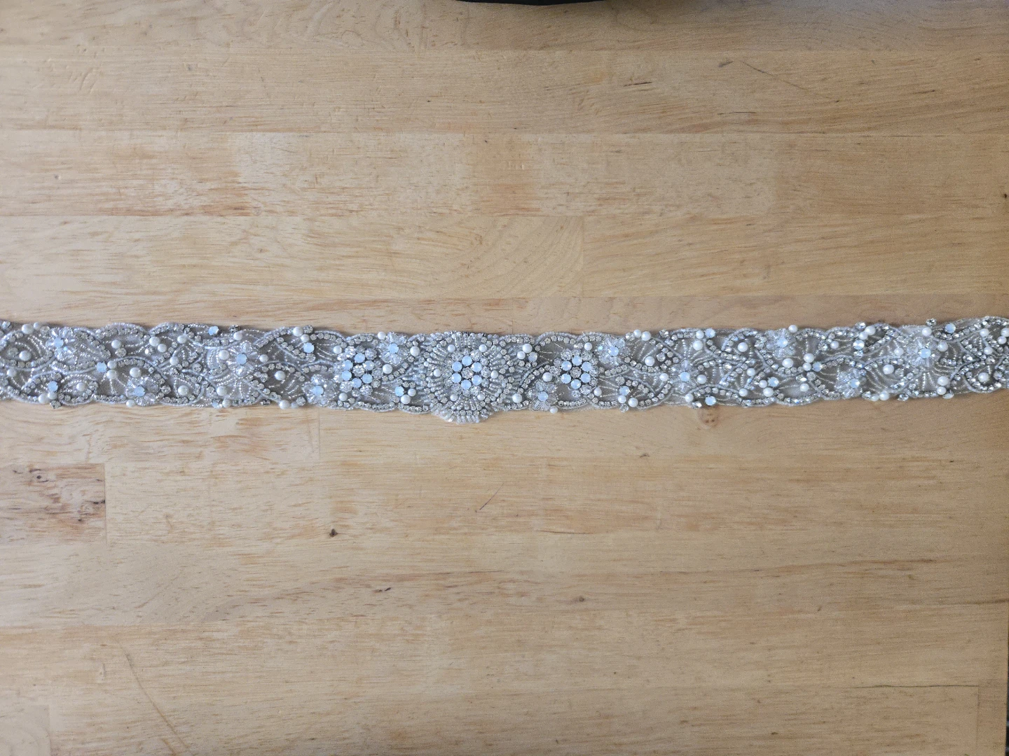 Embellished Bridal Sash Belt with Pearls and Rhinestones