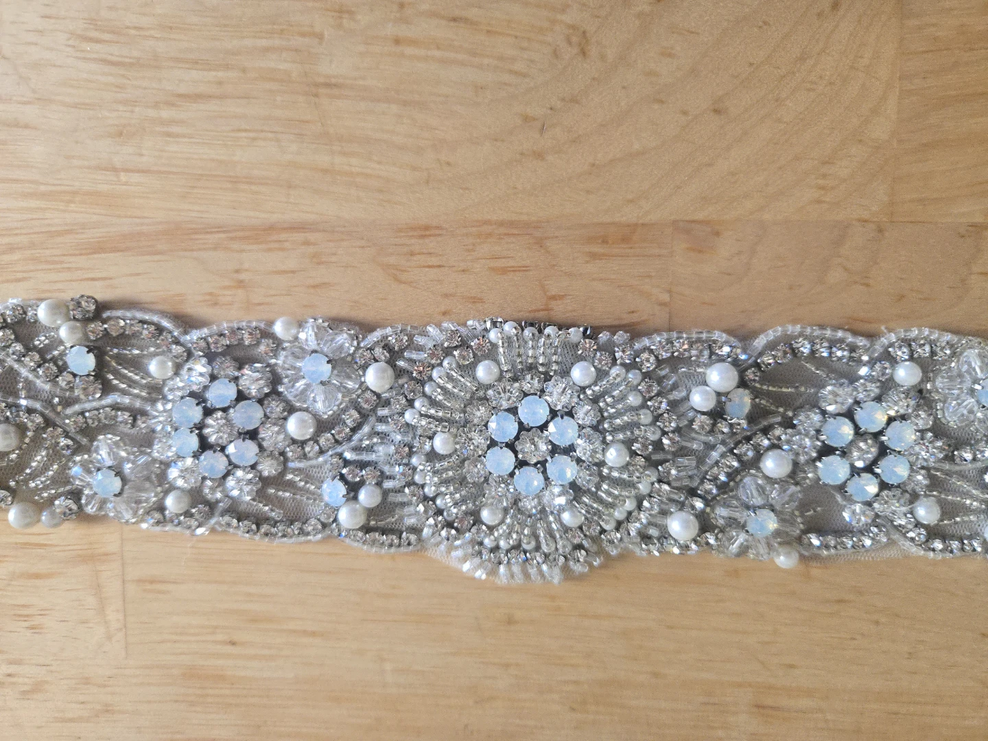 Embellished Bridal Sash Belt with Pearls and Rhinestones - photo 2