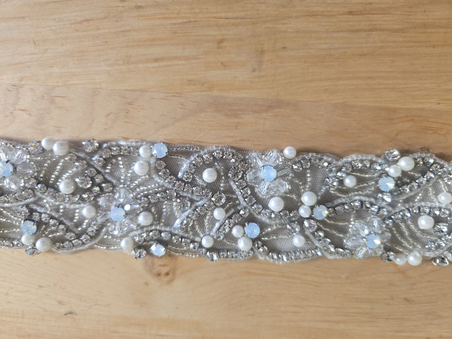 Embellished Bridal Sash Belt with Pearls and Rhinestones - photo 3