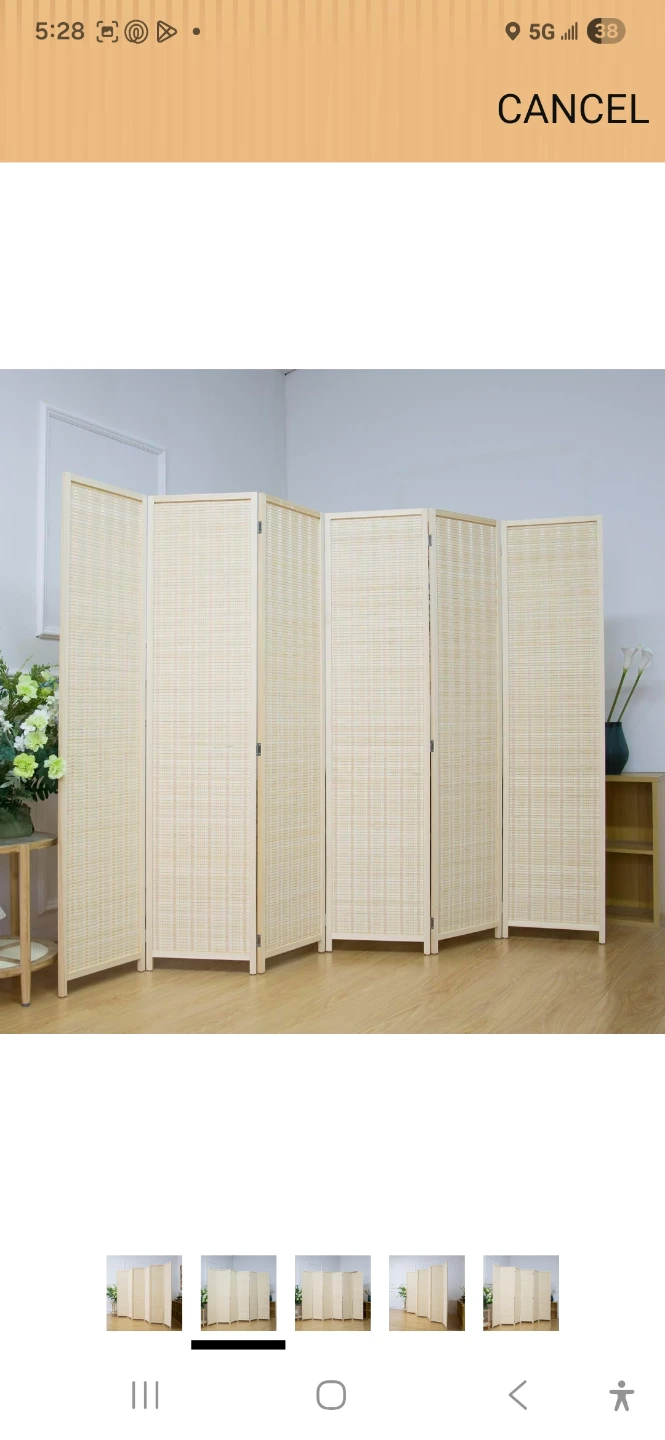 6-Panel Folding Room Divider Screen - photo 2