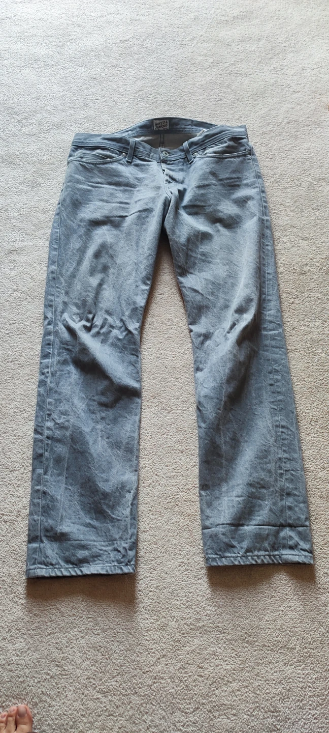 Naked & Famous Weird Guy Grey Selvedge Denim Jeans Size 36