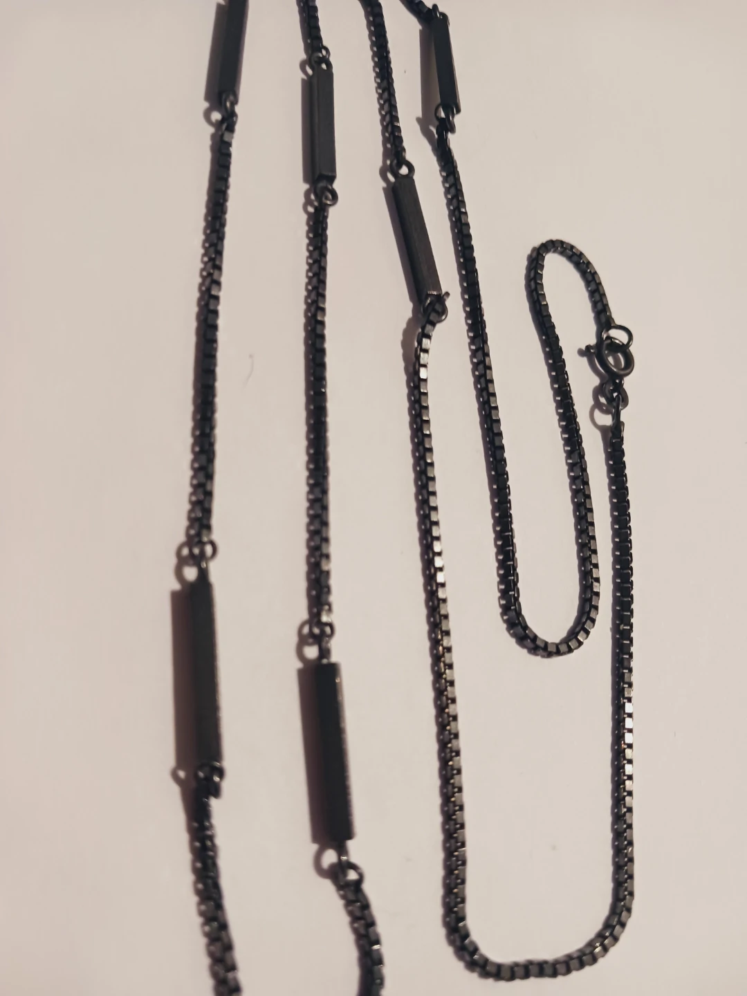 New !!! Minimalist Rectangular Bars Dark Metal Necklace - photo 3
