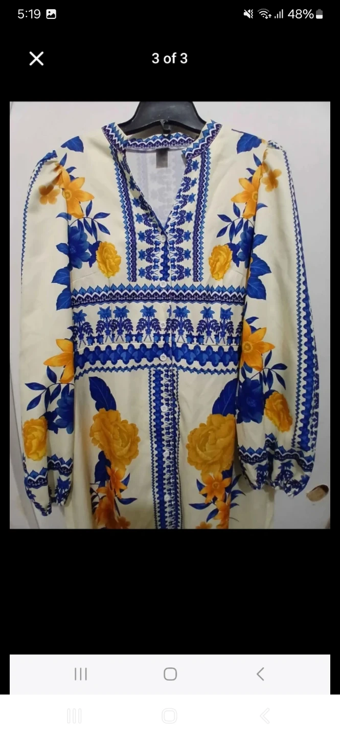 Cream Dress with Blue and Yellow Floral Print - photo 2