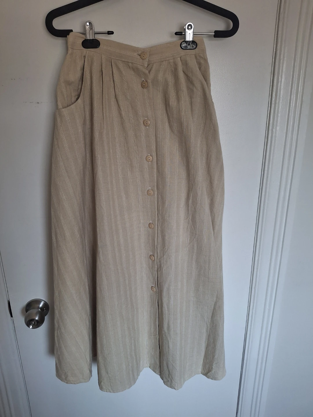 Vintage Tan Striped Maxi Skirt - Size S/P