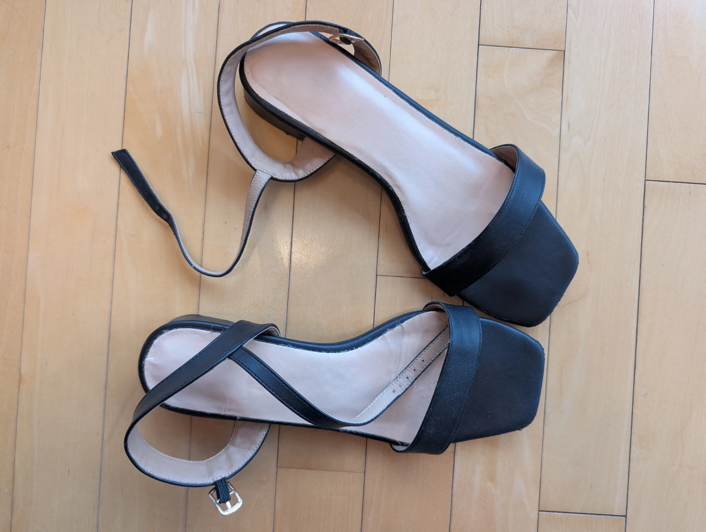 Black Block Heel Sandals - Size 8