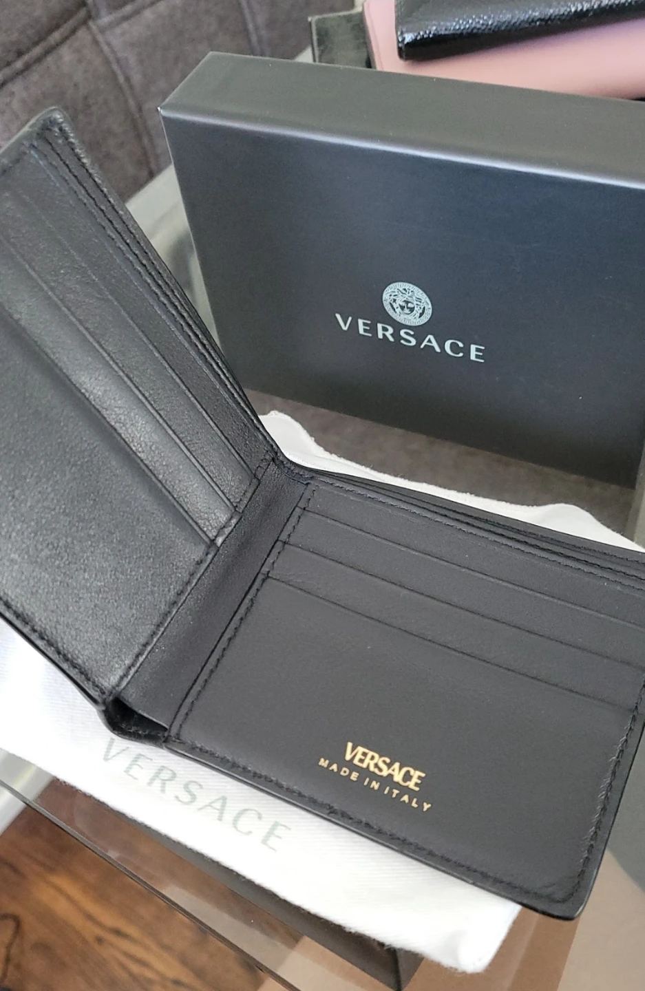 Versace Black Leather Bi-Fold Wallet with Medusa Head - photo 3