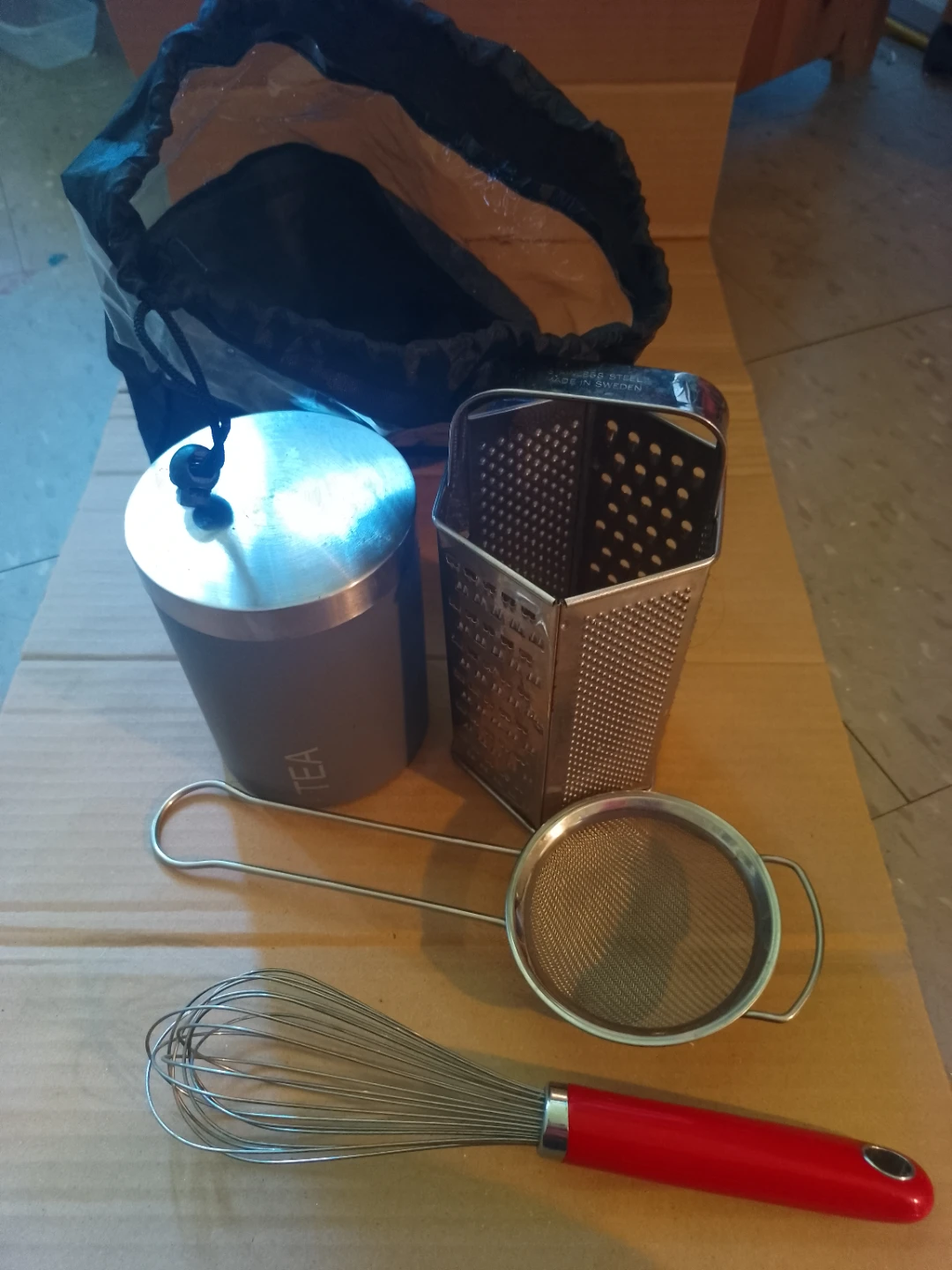 Kitchen Utensil Set with Grater, Whisk, Strainer & Tea Canister