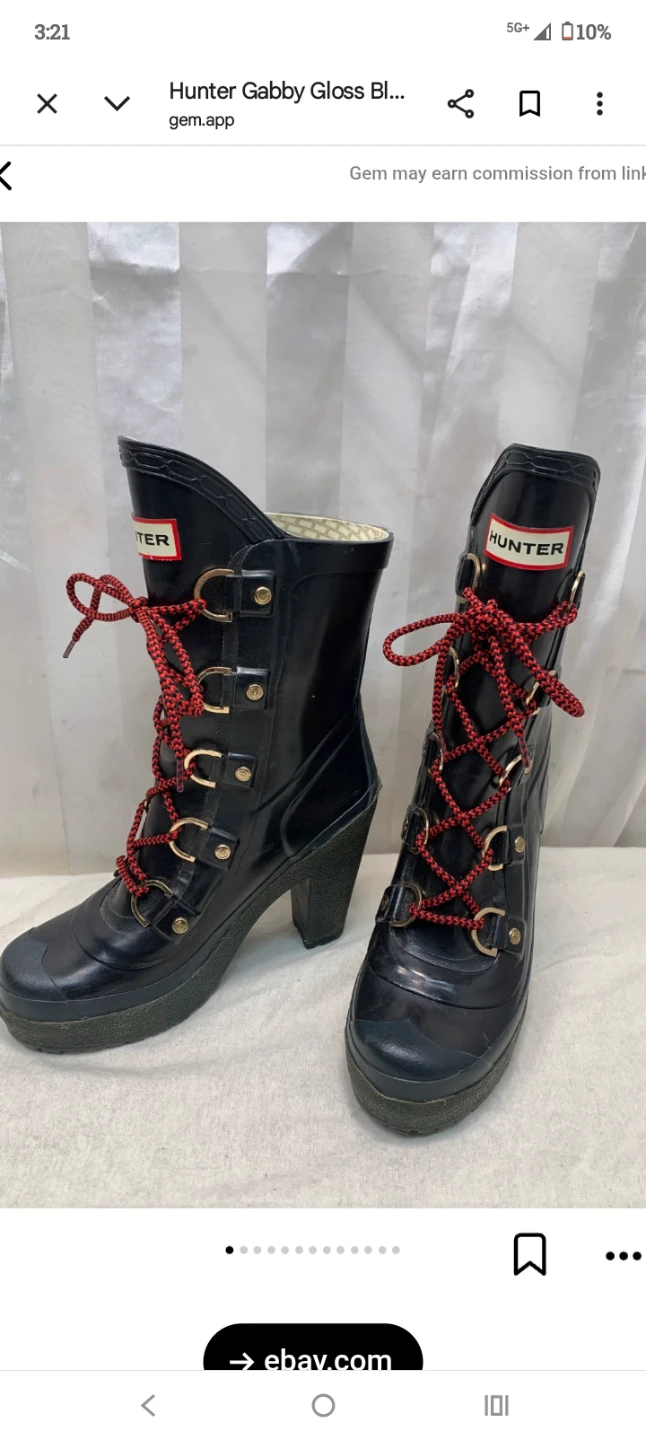 Hunter Gabby Gloss Black Heeled Boots