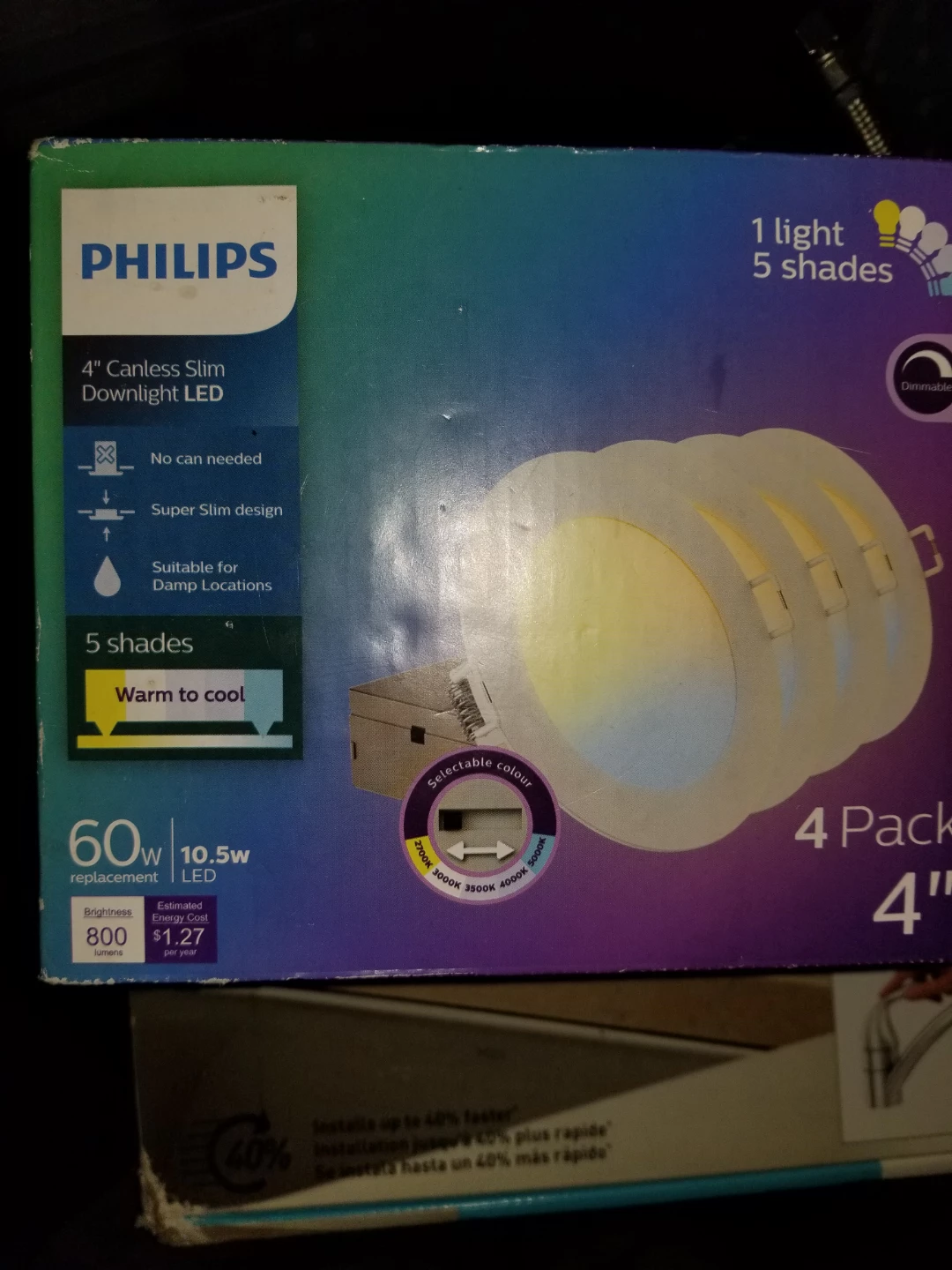 Philips 4" Canless Slim Downlight LED - 5 Shades, 10.5W - photo 2