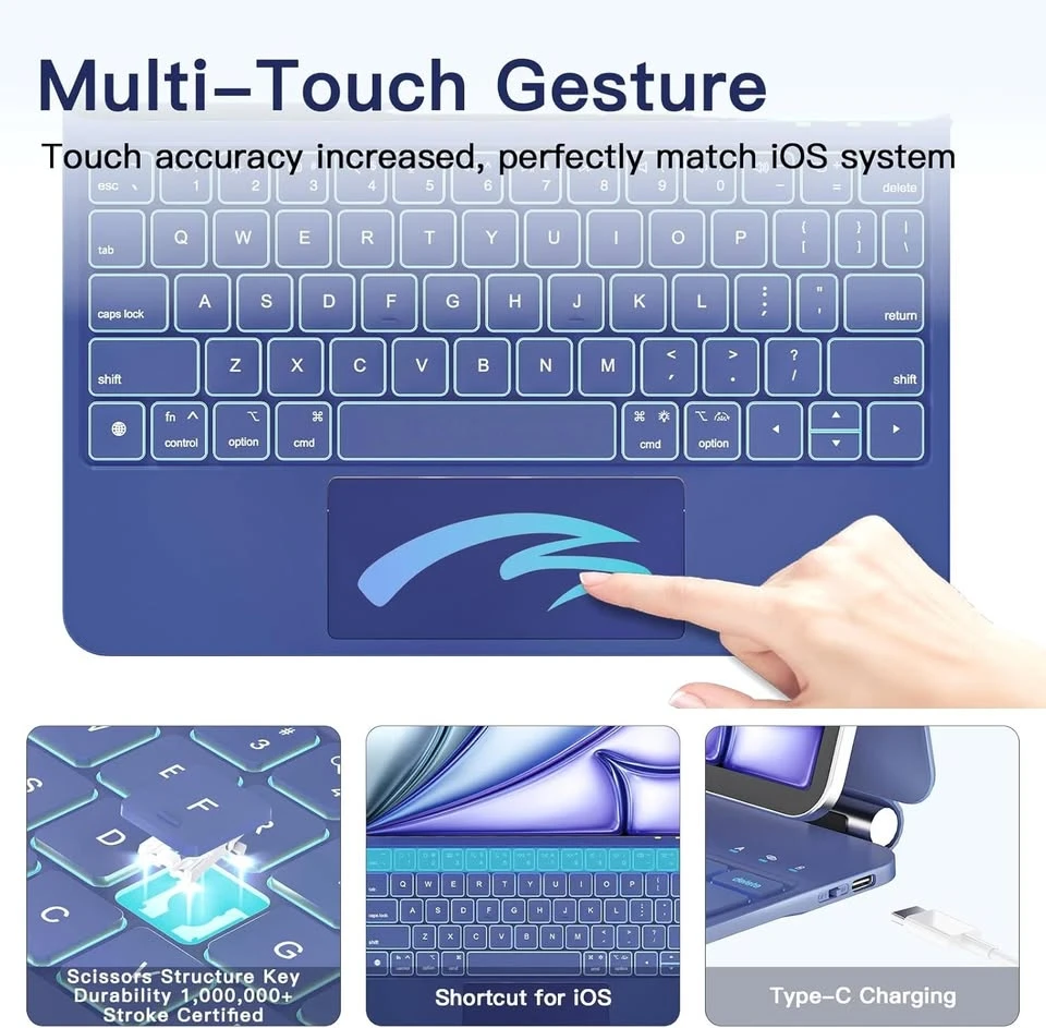 Blue Folio Keyboard Case with Trackpad & Backlight - photo 4