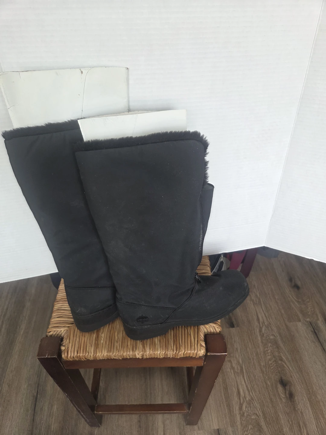 Totes Black Tall Winter Boots with Fur Lining