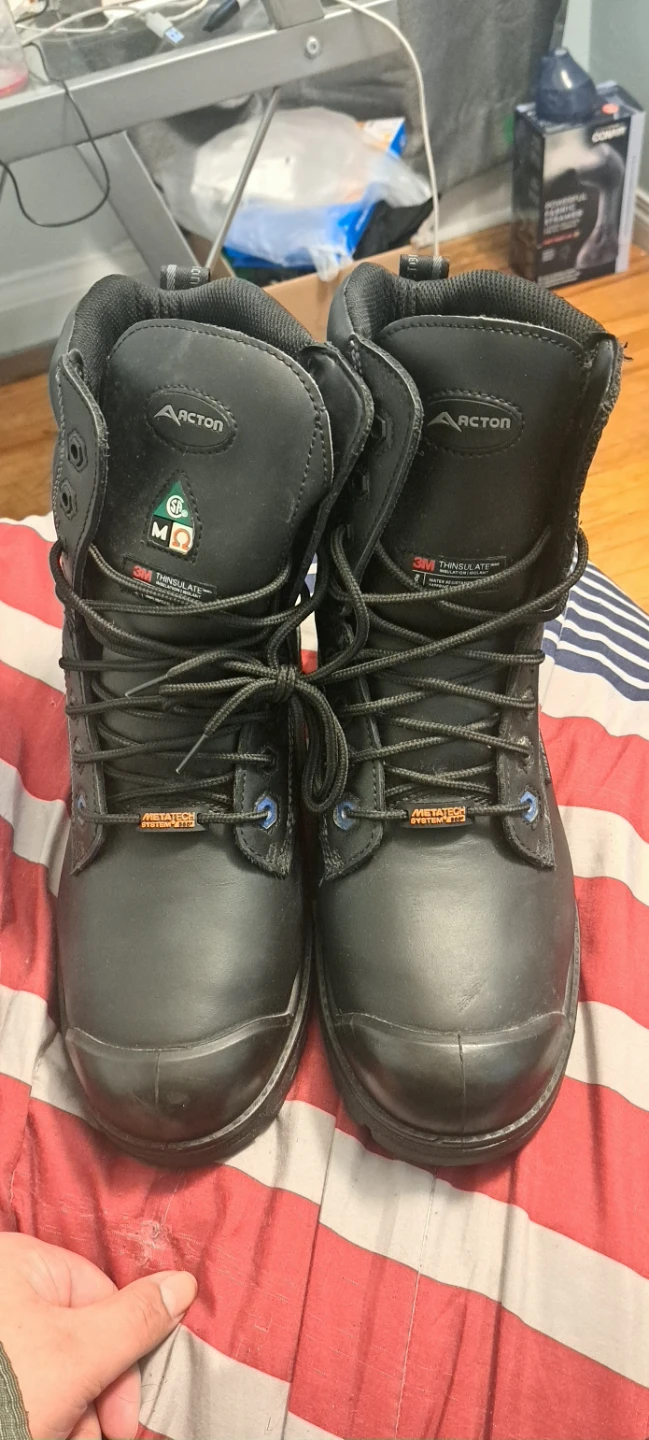 Acton Black Steel Toe Work Boots - Size 11