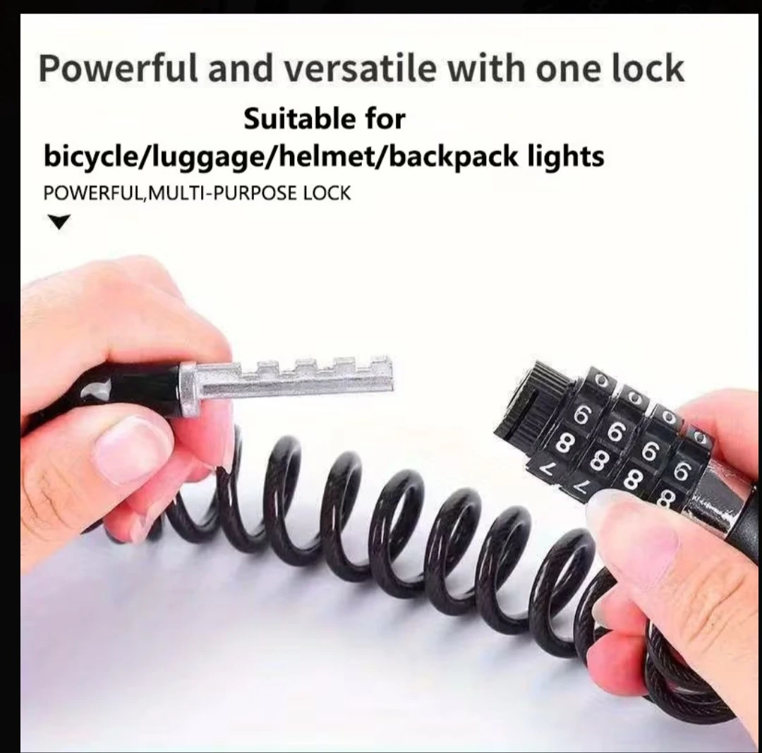 Mini 4 Digit Cable Lock luggage Helmet Bike seat ebike escooter - photo 4