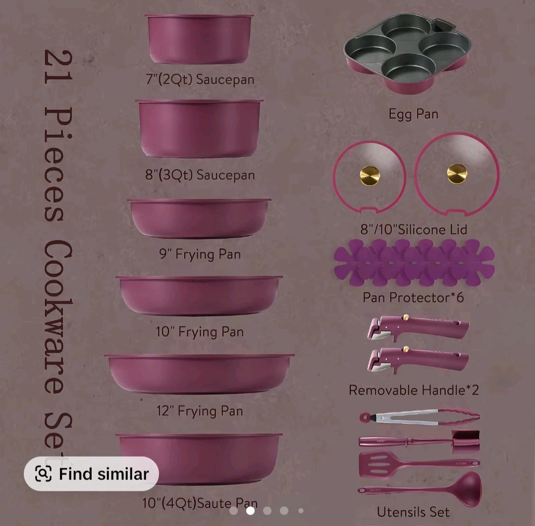 Carote 21 Piece Cookware Set - Durable Nonstick, Rose Gold - photo 2