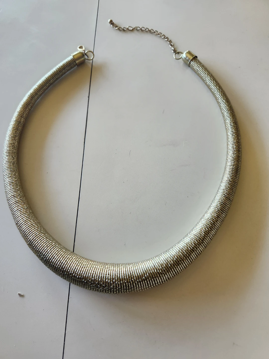 Silver Tone Coil Choker Necklace