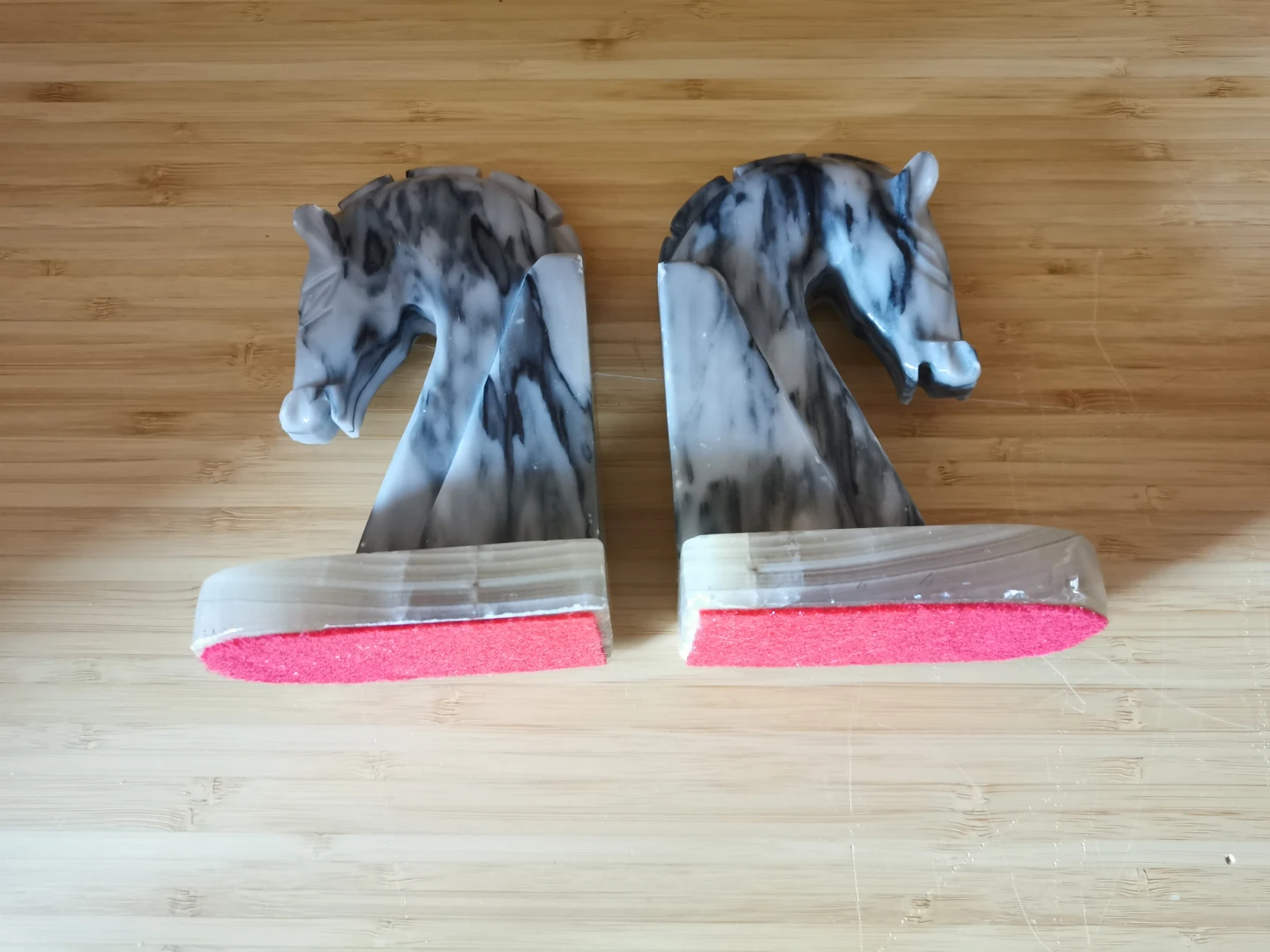 Vintage Marble Horse Head Bookends – Heavy Sculptural Pair - photo 3