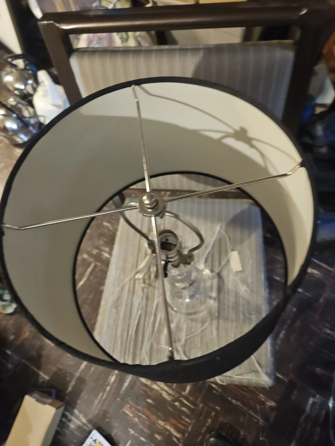 Clear Crystal Table Lamp with Black Drum Shade - photo 3