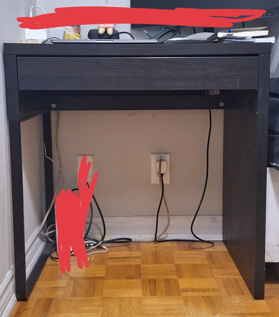 Dark Brown Desk with Drawer