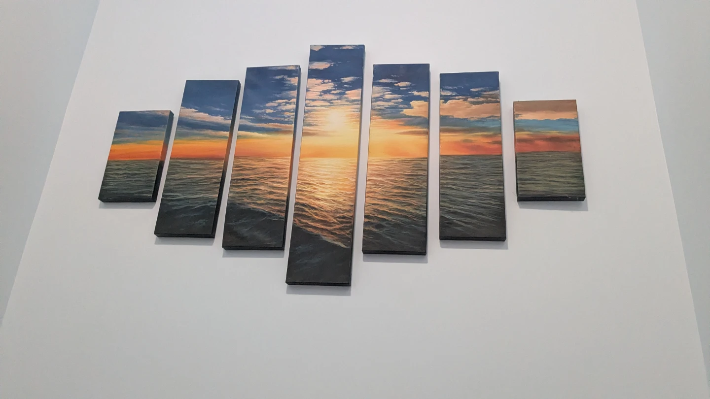 Decorative floor vase and 7-Piece Sunset Ocean Canvas Art Set - photo 2