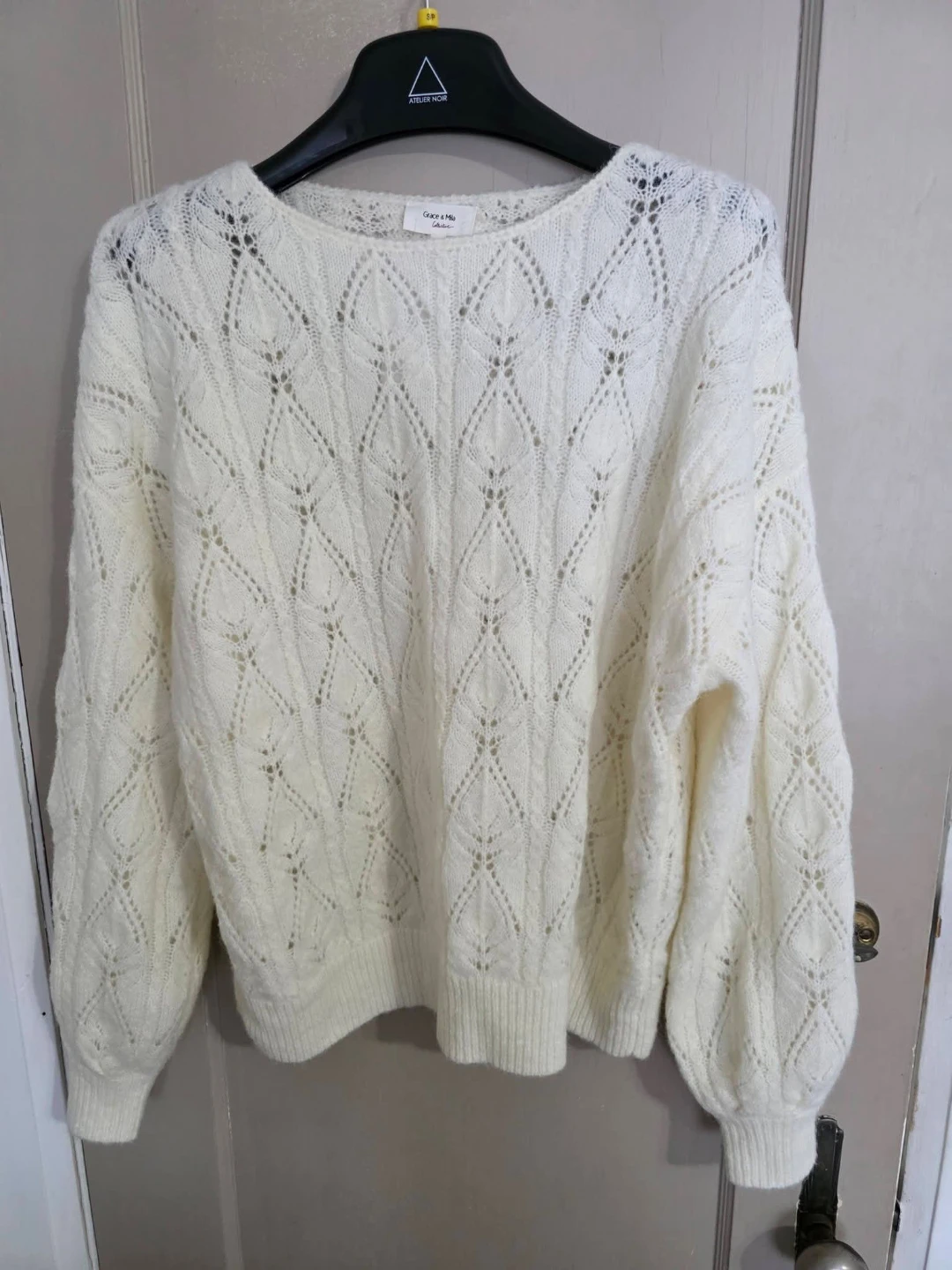 Cream Lace Knit Sweater