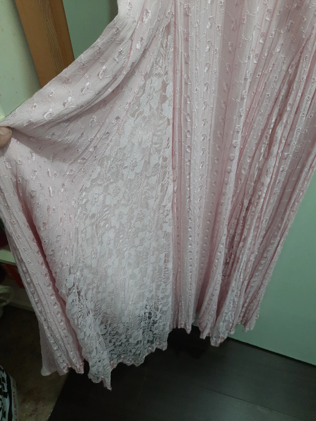 Pink Lace Pleated Maxi Dress - photo 2