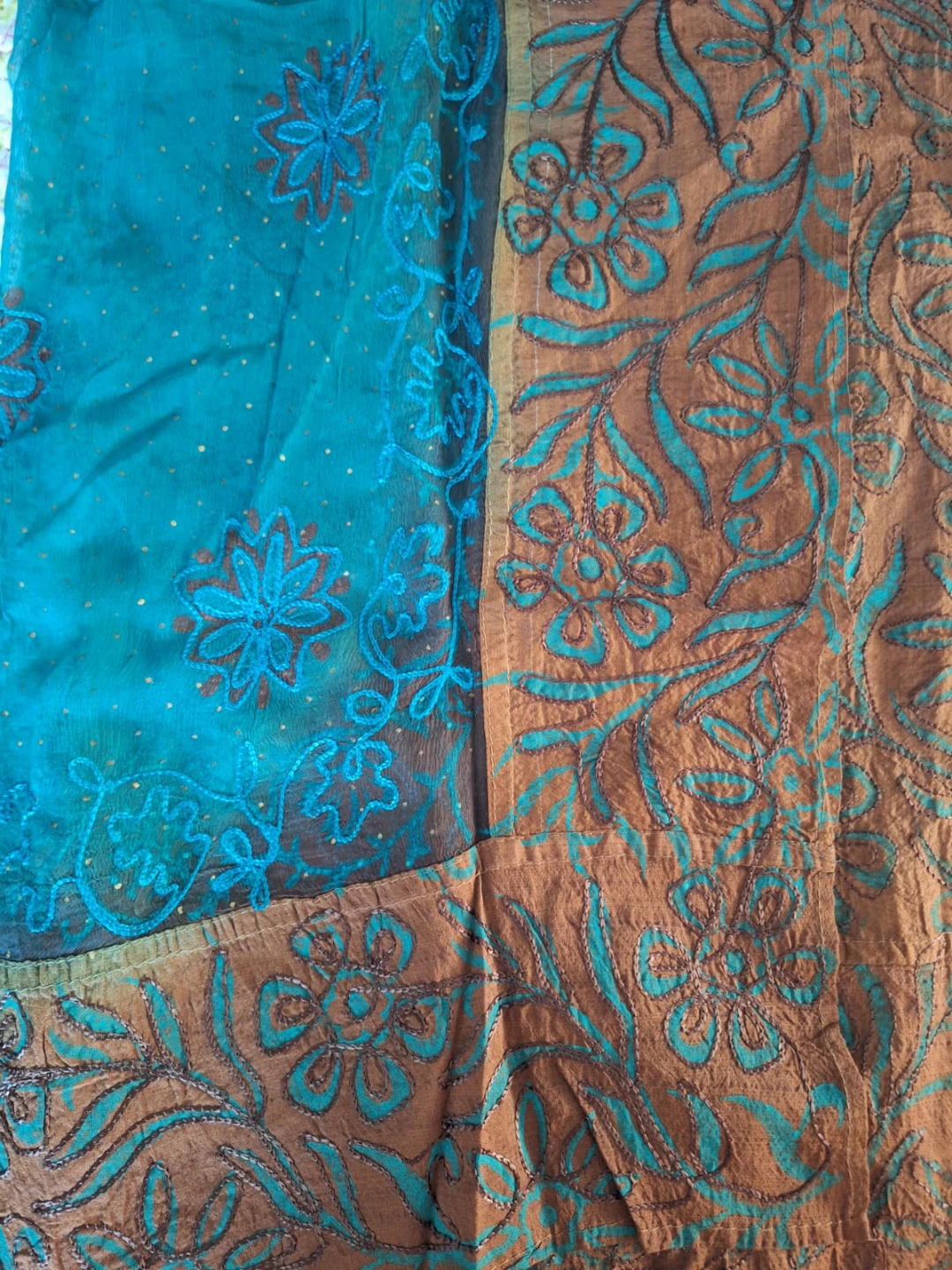 Embroidered Brown & Teal Salwar set - photo 3