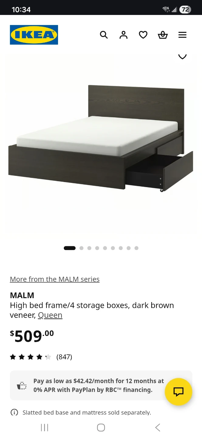 IKEA MALM High bed frame with 4 storage boxes - Queen - photo 2