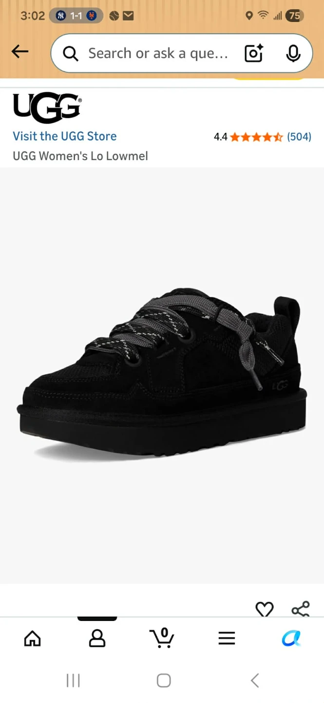 UGG Women's Lo Lowmel Black Sneaker Size 12